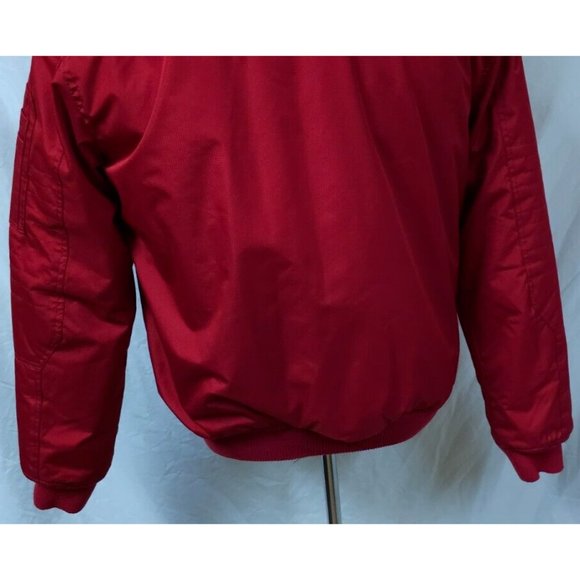 CJ Black Premium Womens Medium Red Zip Up Faux Fur Hood Heavy Winter Coat Jacket - Picture 8 of 14